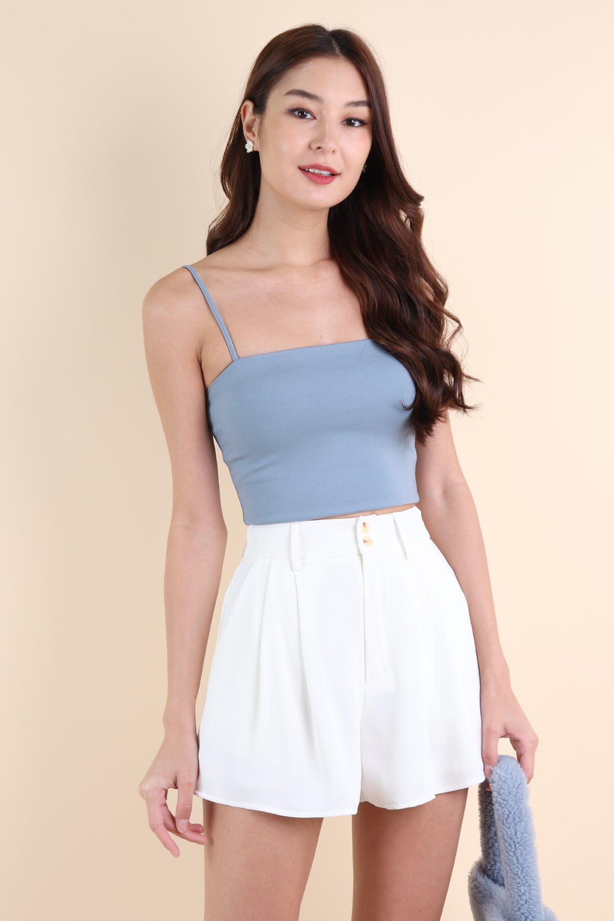 ZORA PADDED SPAG TOP IN CORNFLOWER BLUE | NEONMELLO