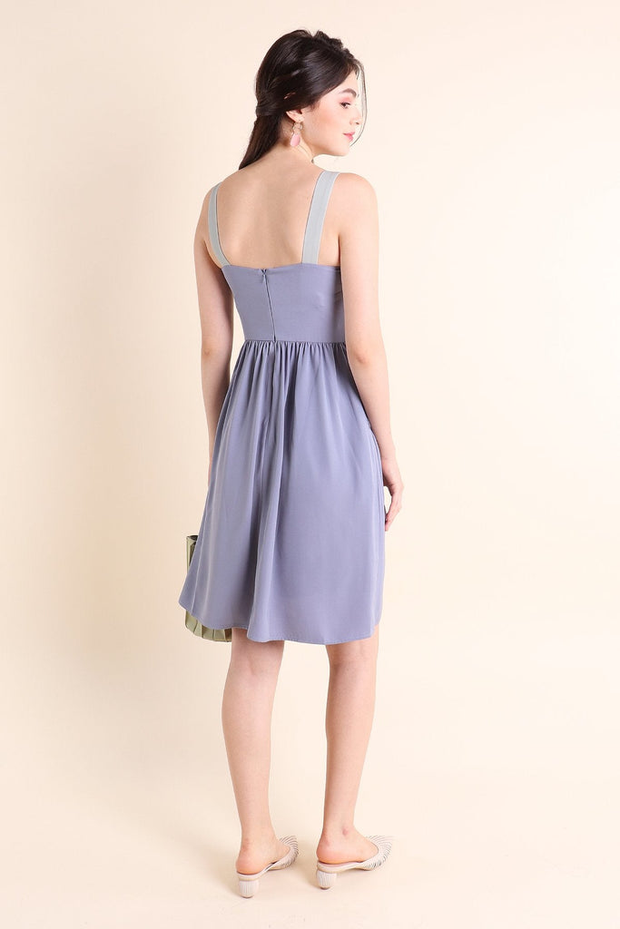 MADEBYNM LEILA FLORAL EMBROIDERY A-LINE DRESS IN PERIWINKLE LILAC [XS/S/M/L/XL] - NEONMELLO