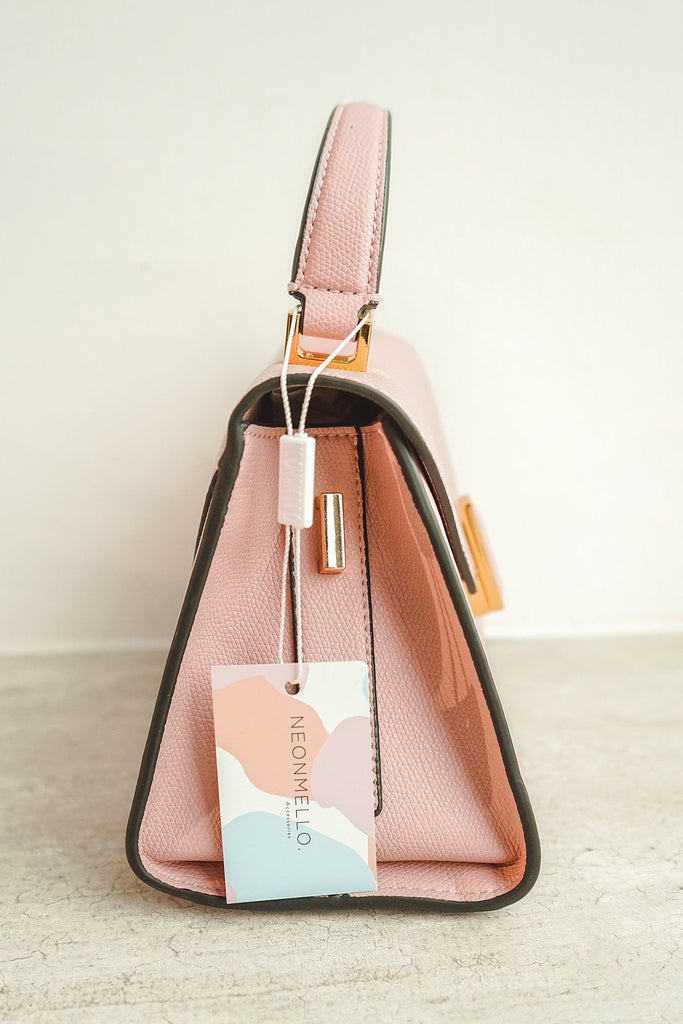 NM EVERYDAY STRUCTURED HANDLE TRAPEZE BAG IN MAUVE PINK - NEONMELLO