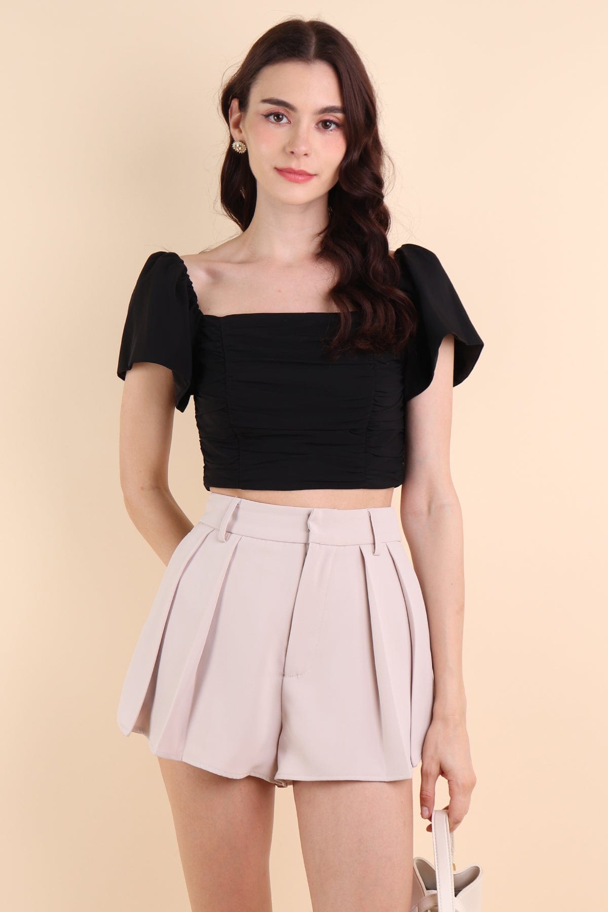 black ruched top