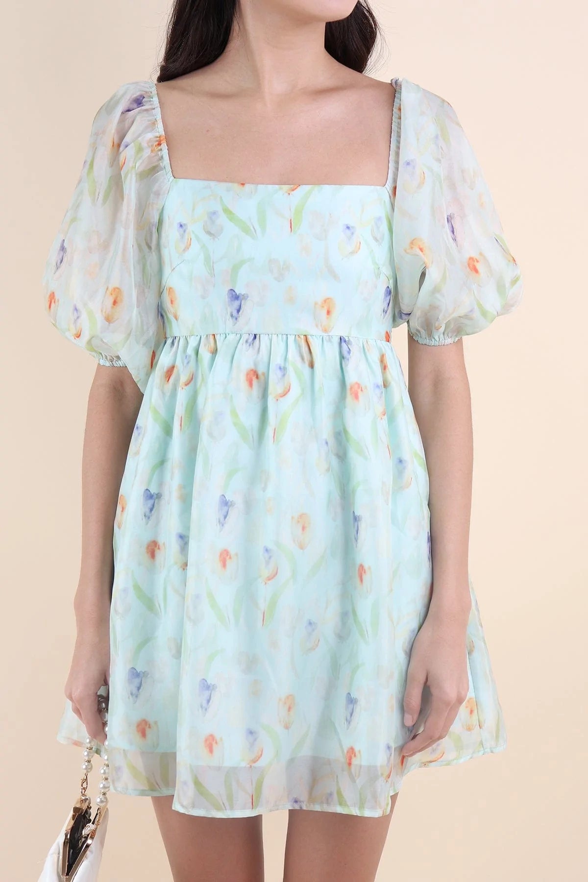 open lace back dress EDEN FLORAL BABYDOLL ROMPER DRESS IN JADE